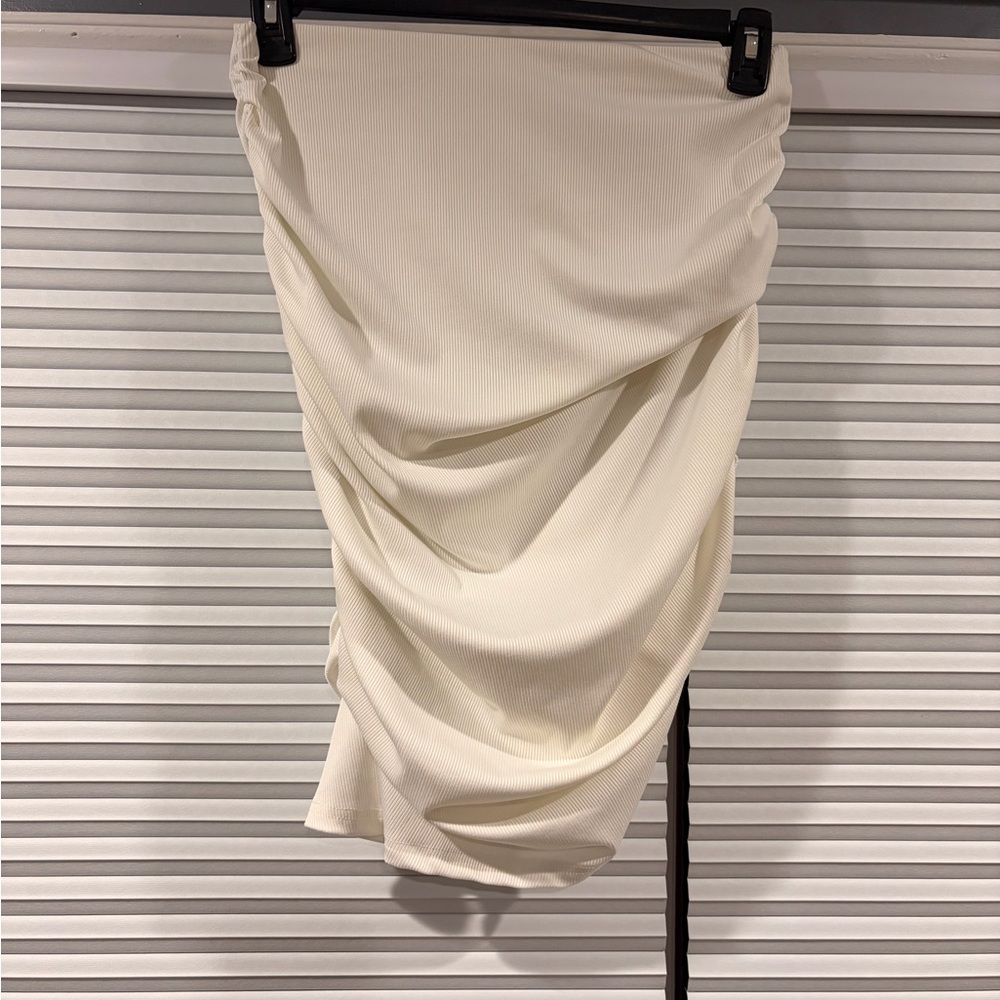 SHEIN Ivory Asymmetrical Draped Midi Skirt